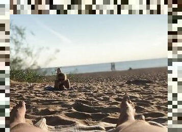 Soft dick flashing on nude beach
