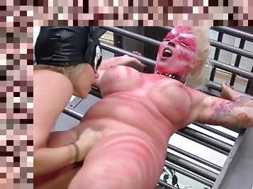 Lesbian blonde milf with big boobs was used like a sex doll by her girlfriend