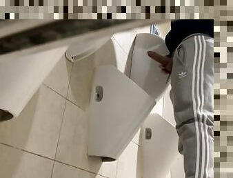 Straight guy caught jerking in the public toilet