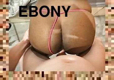 Hot Ebony Milf Neighbour Slut Takes BWC Deep Backshot In Pink G String With Cumshot On Black Ass POV